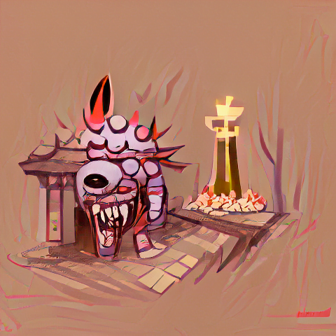 A fiend before the shrine