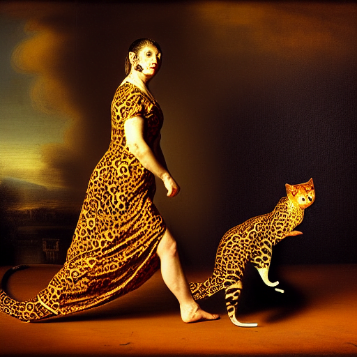 She walks like a leopard, her feet padding down, down, down (II)