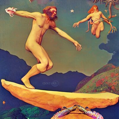 1.) He was white and she was white, as statues often are. Fifty years they stood there, looking stupid, by a jar.2.) One night in mid august when the moonlight got too strong, they climbed off their pedestal and then they sang this song.