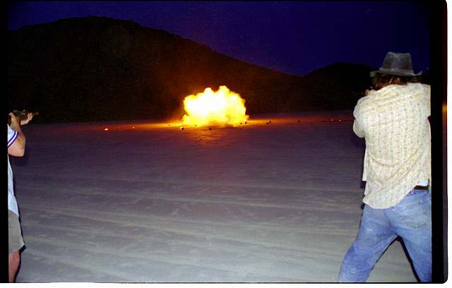 Don and/or paul hits tank. This photo is after I'd had enough time to hear the explosion, look up, decide to photograph it, raise my camera, frame and snap this.