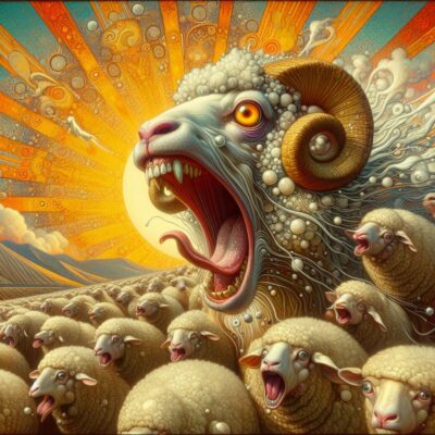 Bleating and babbling we fell on his neck with a scream