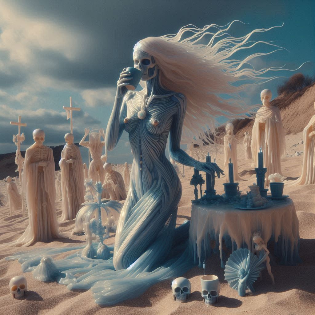 I spotted this famous fashion model and her retinue on the beach outside of santa cruz. Do you recognize her? (hint: passed away less than 25 years ago.)