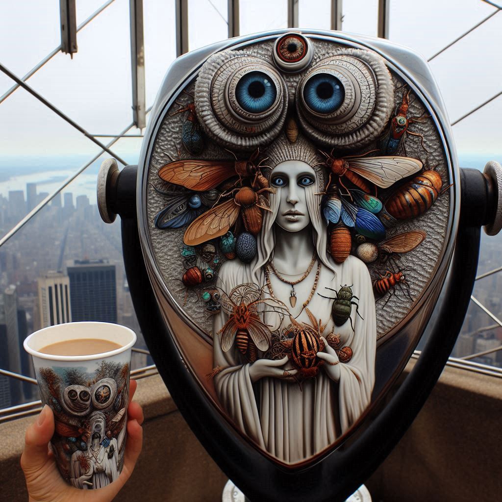 The empire state building observation deck has these binocular devices where you can drop a quarter in and for two minutes it lets you peer into the depths of your soul.