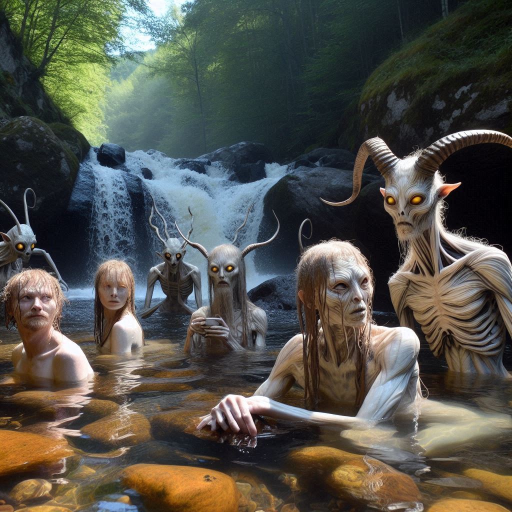 This family was bathing at these falls we hiked in to