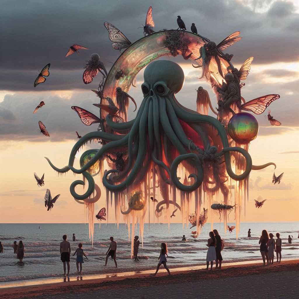 This father honestly didn't seem too keen on being at the beach at all, but just the same he kept a careful watch on his family as they played in the evening surf.