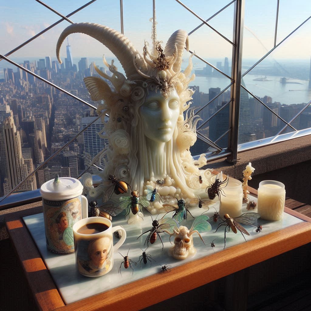 This young tourist girl was unimpressed with the view from the empire state building observation deck.