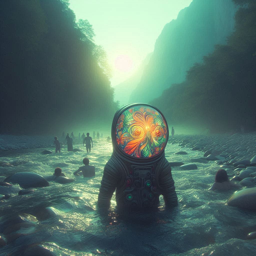 This person wore extra protection from the rocks and branches in the water