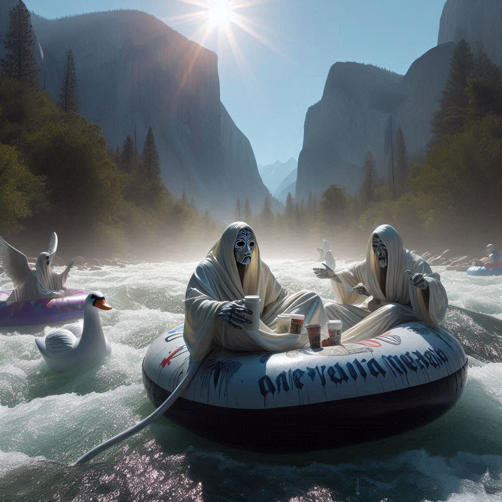 We did some rafting in yosemite, too. The yosemite river was pretty swollen.