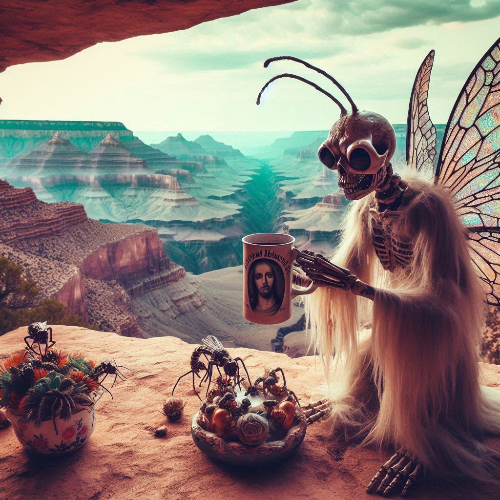 Resting for refreshment on a day hike down into the grand canyon.