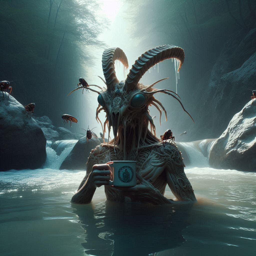 Another early morning bather relaxing in a creek in the catskills