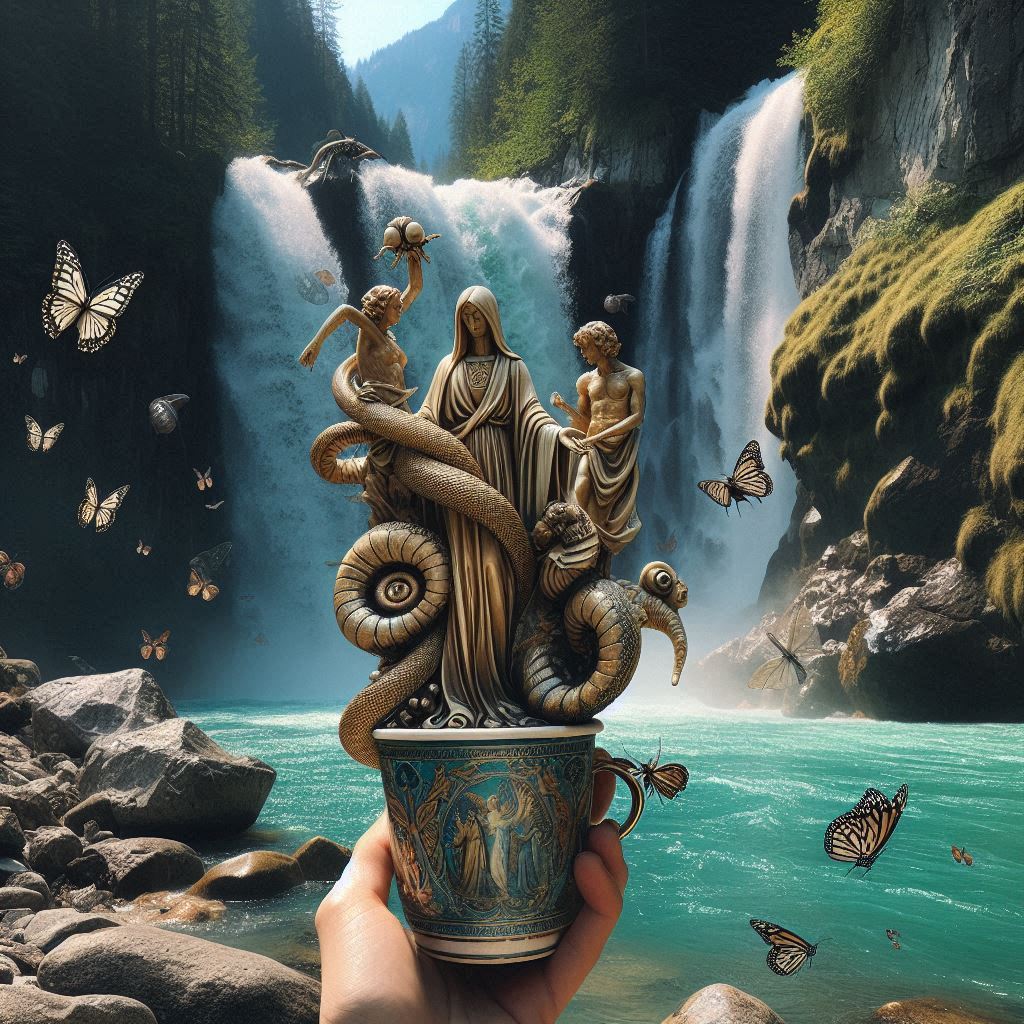 I found this cool coffee mug someone left by the falls. It was hard to hold on to, it kept wriggling.